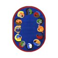 thumbnail image 1 of Joy Carpets 1406DD-01 Joyful Faces Blue 7 ft.8 in. x 10 ft.9 in. Oval  WearOn Nylon Machine Tufted- Cut Pile Just for Kids Rug, 1 of 2