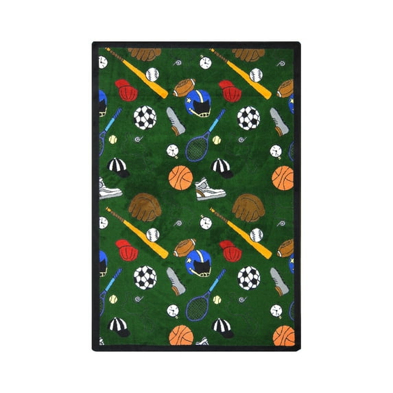 Multi-Sport 5'4" x 7'8" Area Rug In Color Green