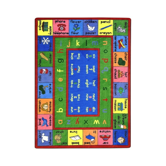 LenguaLink (French) 7'8" x 10'9" Area Rug In Color Multi