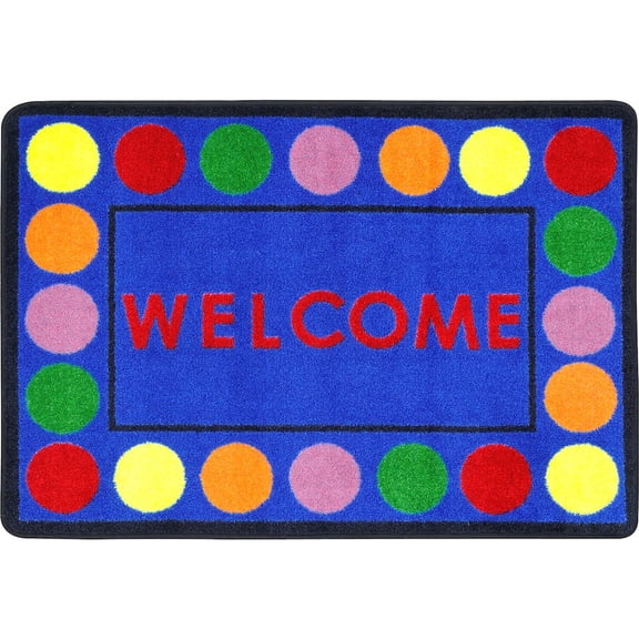 Joy Carpets Kid Essentials Lots of Dots 28" x 310" Indoor Area Rug in Color Multi