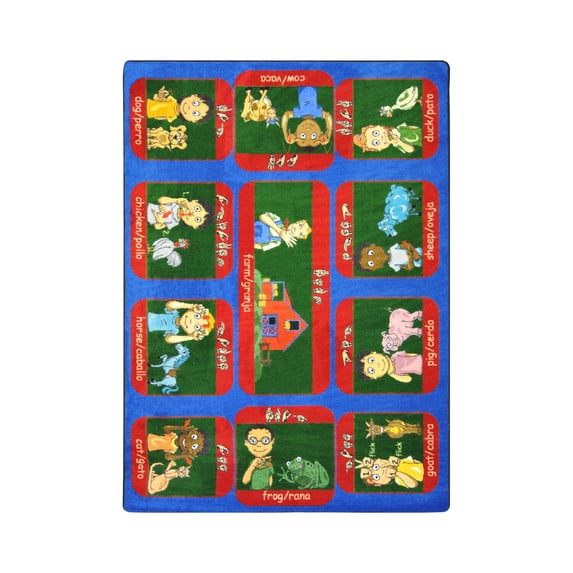Joy Carpets Kid Essentials Music & Special Needs Signs on the Farm Rectangle 7'8" x 10'9" Multicolor