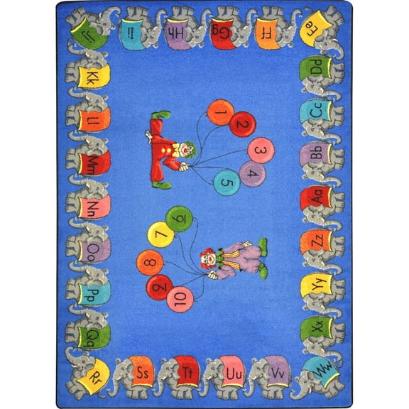 Joy Carpets Kid Essentials Circus Elephant Parade 7'8" x 10'9" Area Rug in Color Multi