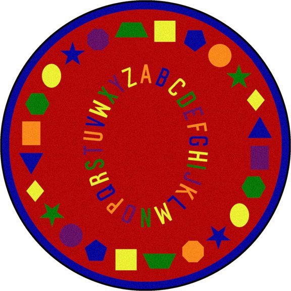 Joy Carpets Kid Essentials First Lessons 7'7" Round Area Rug in Color Red