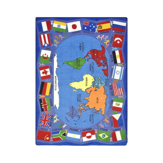 Kid Essentials Geography And Environment Flags of the World Rectangle 7'8"" x 10'9"" Multi