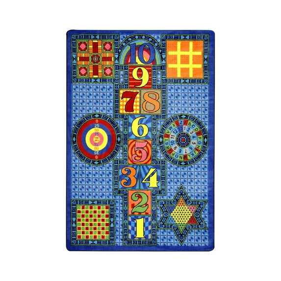Games Galore 7'8" x 10'9" Area Rug In Color Sapphire