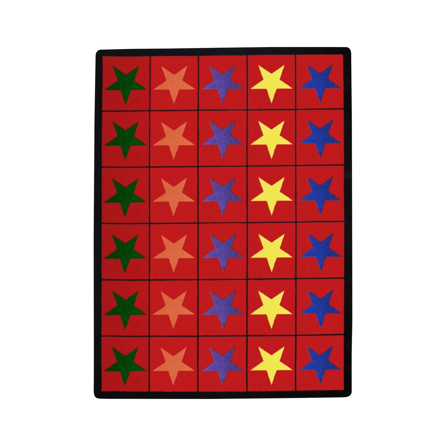 Joy Carpets 1458C Star Space 5 ft.4 in. x 7 ft.8 in. WearOn Nylon Machine Tufted- Cut Pile Educational Rug