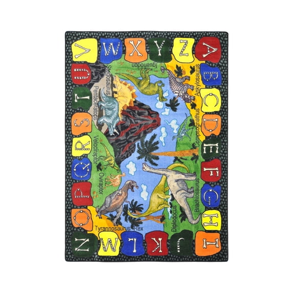 Joy Carpets Kid Essentials Early Childhood We Dig Dinosaurs Rectangle Rug 7'8" x 10'9" Multicolor