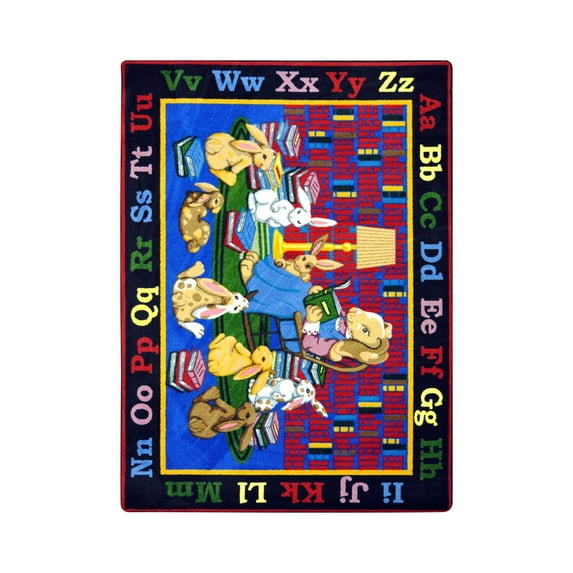 Joy Carpets 1469C Reading Rocks 5 ft.4 in. x 7 ft.8 in. WearOn Nylon Machine Tufted- Cut Pile Educational Rug
