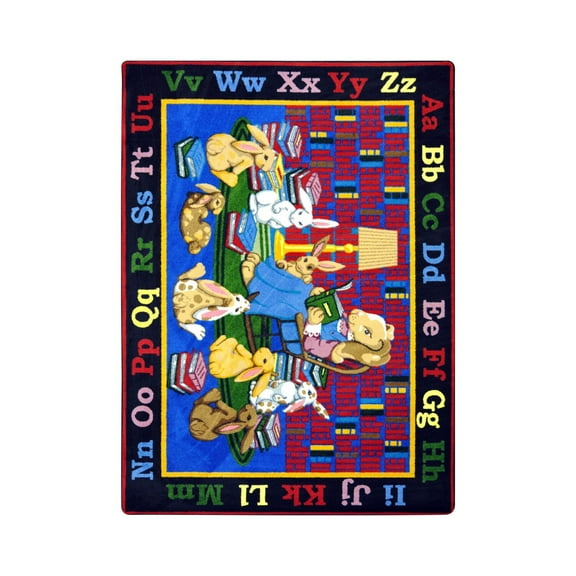 Joy Carpets Kid Essentials Language & Literacy Reading Rocks Rectangle 5'4" x 7'8" Multicolor