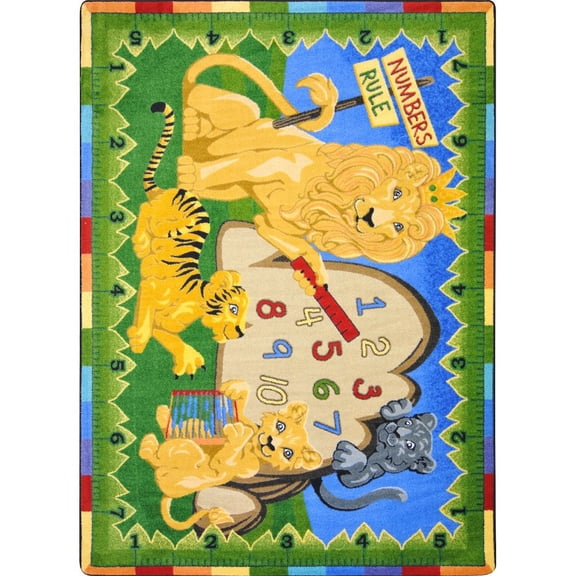 Joy Carpets Kid Essentials Number's Rule 7'8" x 10'9" Area Rug in Color Multi