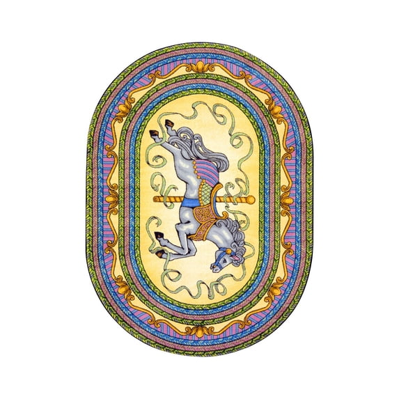 Carousel 7'8" x 10'9" Oval Area Rug In Color Yellow