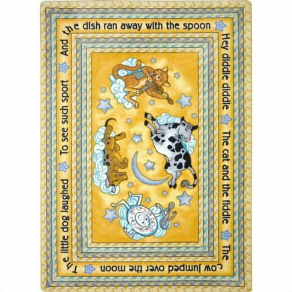 Joy Carpets Joy Carpet Hey Diddle Diddle Yellow 7'8" x 10'9" Oval