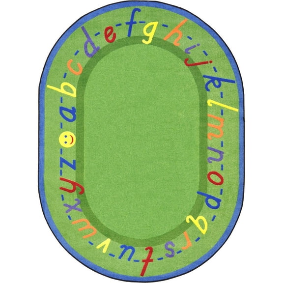 Kid Essentials - Early Childhood AlphaScript, 5'4" x 7'8" Oval, Green