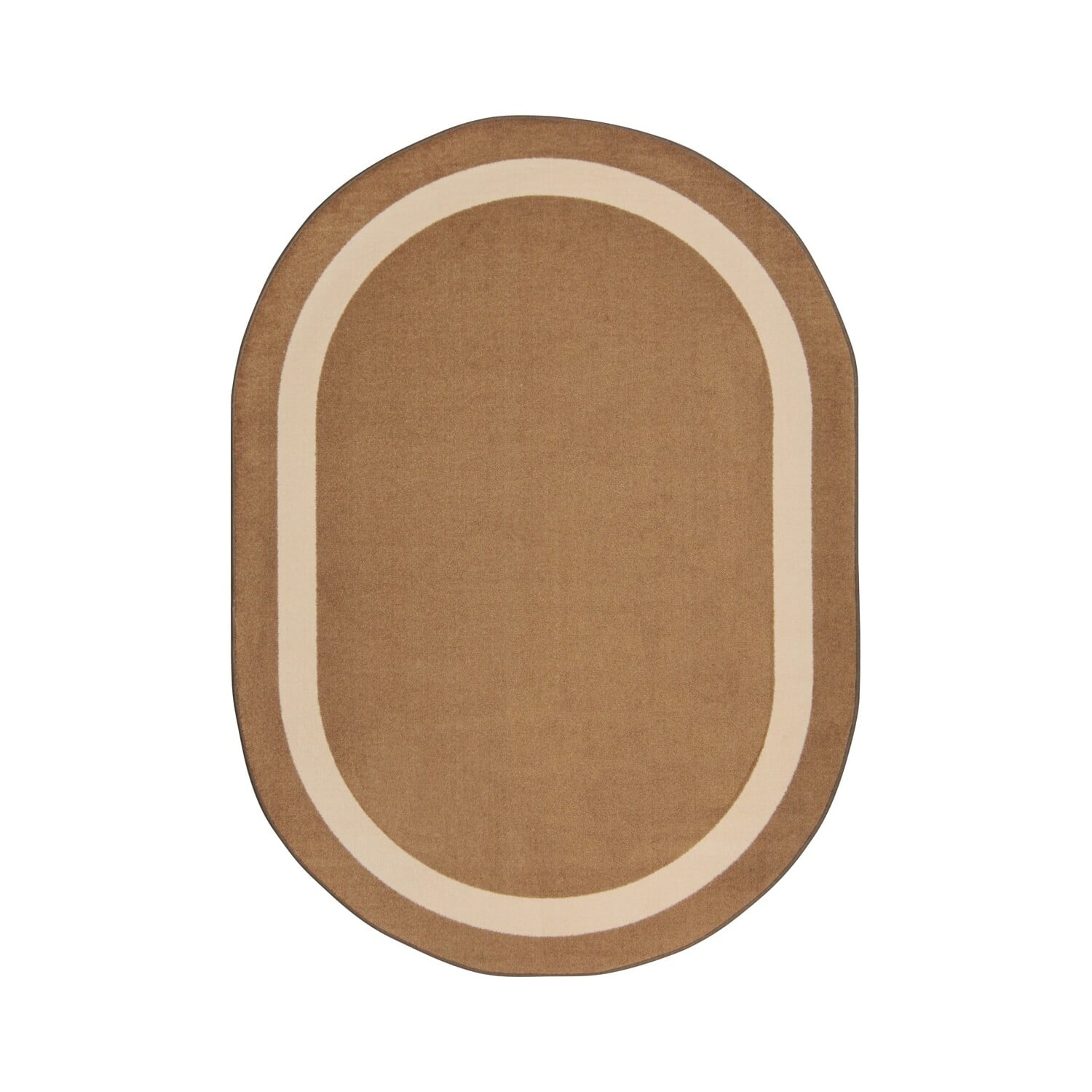 Joy Carpets 1479CC-05 Portrait Mocha 5 ft.4 in. x 7 ft.8 in. Oval WearOn Nylon Machine Tufted- Cut Pile Educational Rug