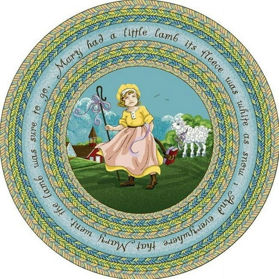 Joy Carpets 1483E Mary s Lamb 7 ft.7 in. Round WearOn Nylon Machine Tufted- Cut Pile Just for Kids Rug