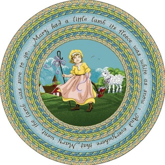 Joy Carpets 1483H Mary s Lamb 5 ft.4 in. Round WearOn Nylon Machine Tufted- Cut Pile Just for Kids Rug