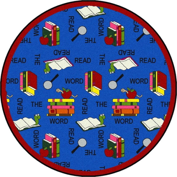 Kid Essentials - Inspirational Area Rugs Read the Word, 7'7" Round, Multicolored