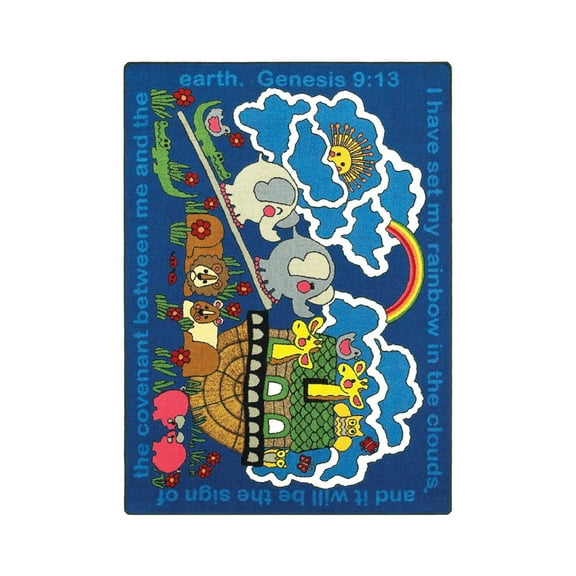 Kid Essentials - Inspirational Area Rugs Rainbow's Promise, 5'4" x 7'8", Multicolored