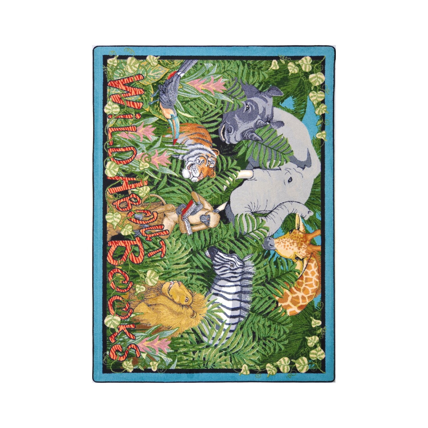 Joy Carpets 1494D Wild About Books 7 ft.8 in. x 10 ft.9 in. WearOn Nylon Machine Tufted- Cut Pile Educational Rug