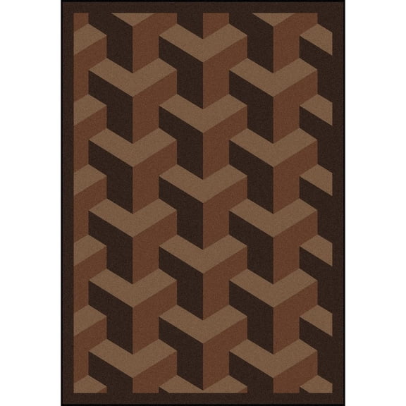Joy Carpets Kaleidoscope Rooftop 3'10" x 5'4" Area Rug in Color Chocolate