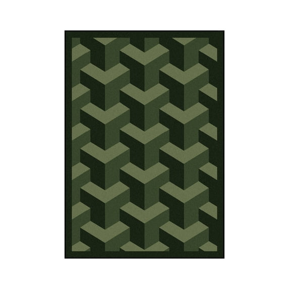 Kaleidoscope - Whimsical Area Rugs Rooftop, 7'8" x 10'9", Black