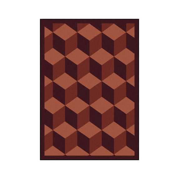 Joy Carpets 1508B-06 Highrise Burgundy 3 ft.10 in. x 5 ft.4 in. WearOn Nylon Machine Tufted- Cut Pile Whimsy Rug