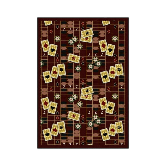 Feeling Lucky 3'10" x 5'4" Area Rug In Color Burgundy