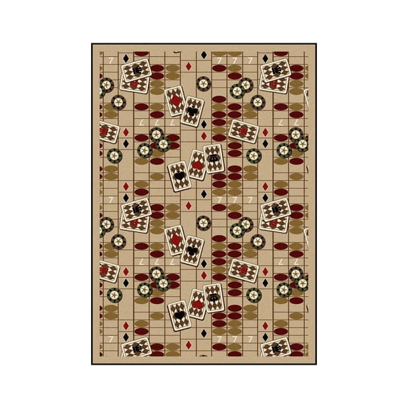 Games People Play - Gaming & Sports Area Rugs Feeling Lucky, 7'8" x 10'9", Beige