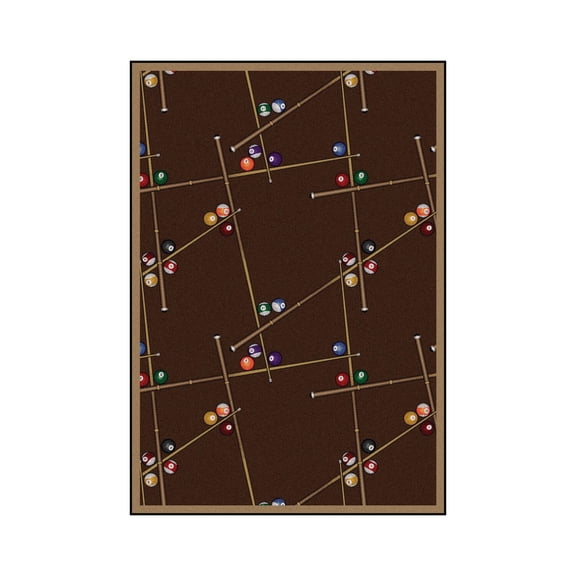 Games People Play - Gaming & Sports Area Rugs Snookered, 5'4" x 7'8", Chocolate