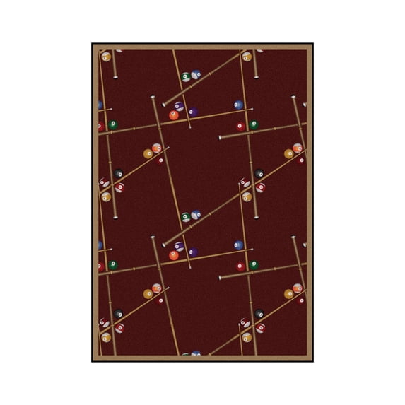 Snookered 7'8" x 10'9" Area Rug In Color Burgundy
