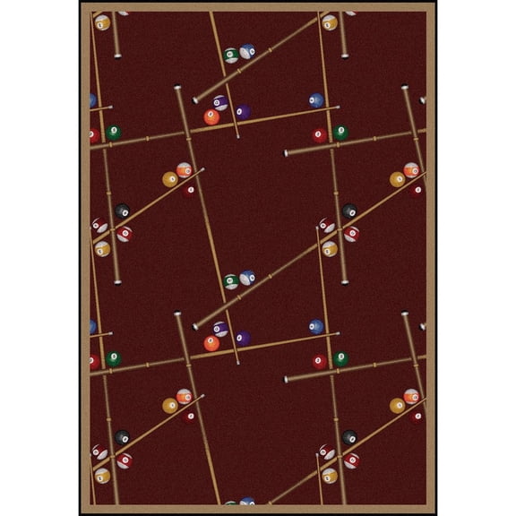 Joy Carpets Games People Play Snookered 7'8" x 10'9" Area Rug in Color Burgundy