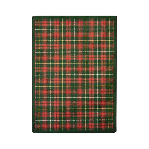 Joy Carpets 1511C-06 Bit O ft. Scotch Tartan Green 5 ft.4 in. x 7 ft.8 in. WearOn Nylon Machine Tufted- Cut Pile Whimsy Rug
