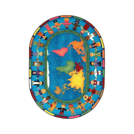 Let the Children Come 5'4" x 7'8" Oval Area Rug In Color Multi