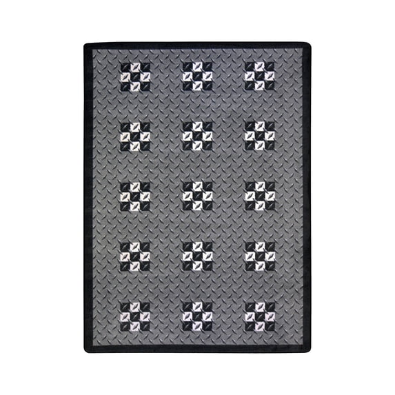 Joy Carpets 1514D Finish Line 7 ft.8 in. x 10 ft.9 in. WearOn Nylon Machine Tufted- Cut Pile Sports Rug