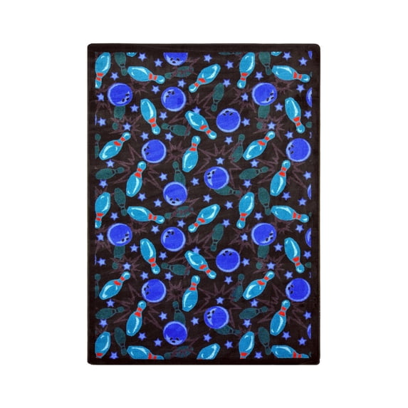 Retro Bowl 5'4" x 7'8" Area Rug In Color Cool Blue