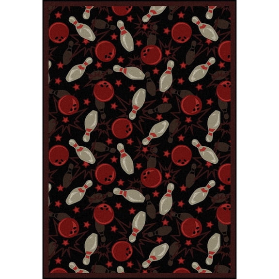 Joy Carpets Games People Play Retro Bowl 7'8" x 10'9" Area Rug in Color Fireball Red