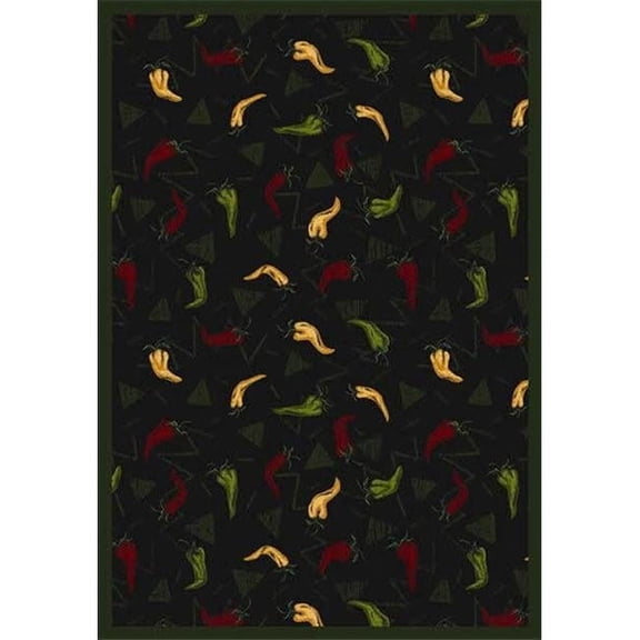 Joy Carpets 1525C-04 Jalapeno Fiesta Onyx 5 ft.4 in. x 7 ft.8 in. WearOn Nylon Machine Tufted- Cut Pile Whimsy Rug