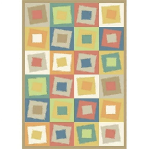 Joy Carpets 1530C-02 Off Balance Softs 5 ft.4 in. x 7 ft.8 in. WearOn Nylon Machine Tufted- Cut Pile Whimsy Rug