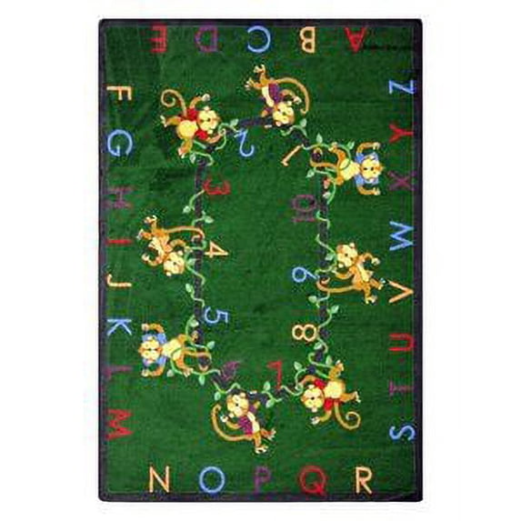 Joy Carpets 1534-02 Monkey Business Educational Rug 7-ft 8-in 10-ft 9-in Oval