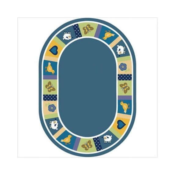 Joy Carpets Kid Essentials Baby Blues 310" x 54" Oval Indoor Area Rug in Color Bold