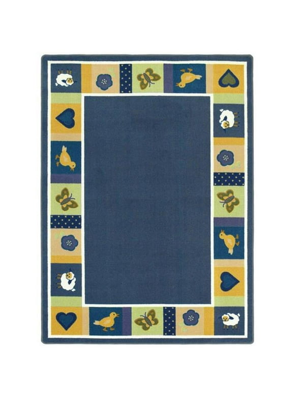Joy Carpets 1537C-01 Baby Blues Bold 5 ft.4 in. x 7 ft.8 in.  WearOn Nylon Machine Tufted- Cut Pile Just for Kids Rug