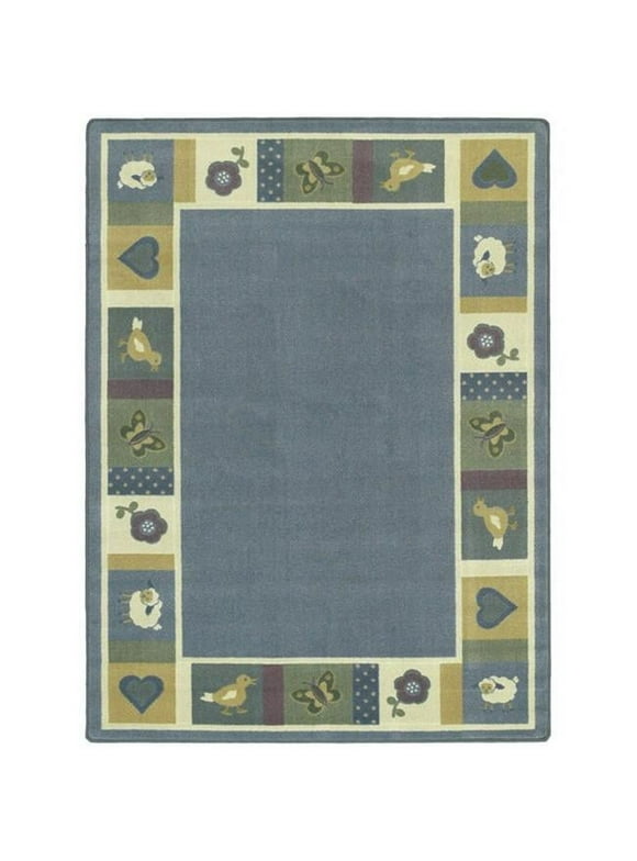 Joy Carpets 1537C-02 Baby Blues Soft 5 ft.4 in. x 7 ft.8 in.  WearOn Nylon Machine Tufted- Cut Pile Just for Kids Rug