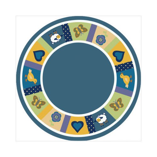 Joy Carpets 1537H-01 Baby Blues Bold 5 ft.4 in. Round WearOn Nylon Machine Tufted- Cut Pile Just for Kids Rug