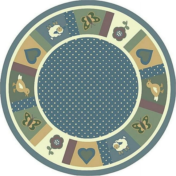 Joy Carpets 1538E-02 Seeing Spots Soft 7 ft.7 in. Round WearOn Nylon Machine Tufted- Cut Pile Just for Kids Rug
