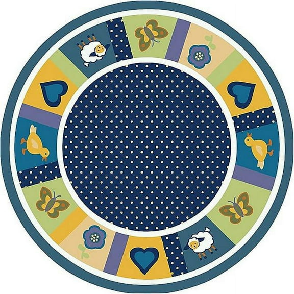 Joy Carpets 1538H-01 Seeing Spots Bold 5 ft.4 in. Round WearOn Nylon Machine Tufted- Cut Pile Just for Kids Rug