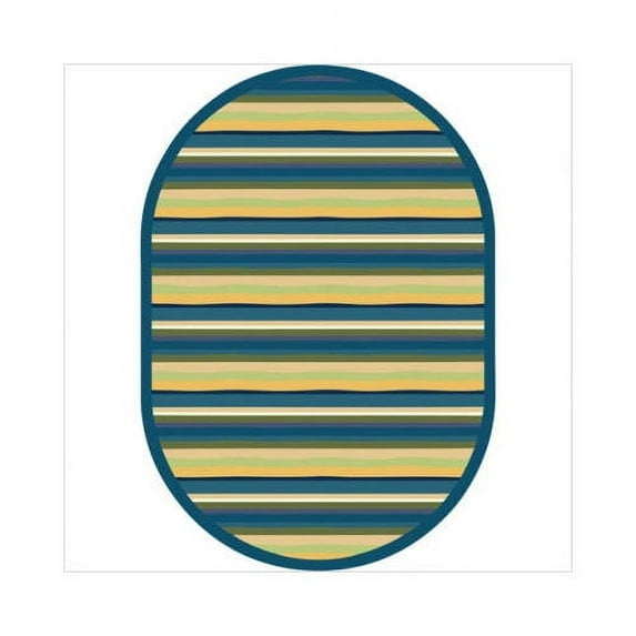 Joy Carpets Kid Essentials Yipes Stripes 310" x 54" Oval Indoor Area Rug in Color Bold