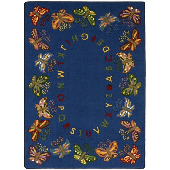 Joy Carpets 1541E Butterfly Delight 7 ft.7 in. Round WearOn Nylon Machine Tufted- Cut Pile Educational Rug
