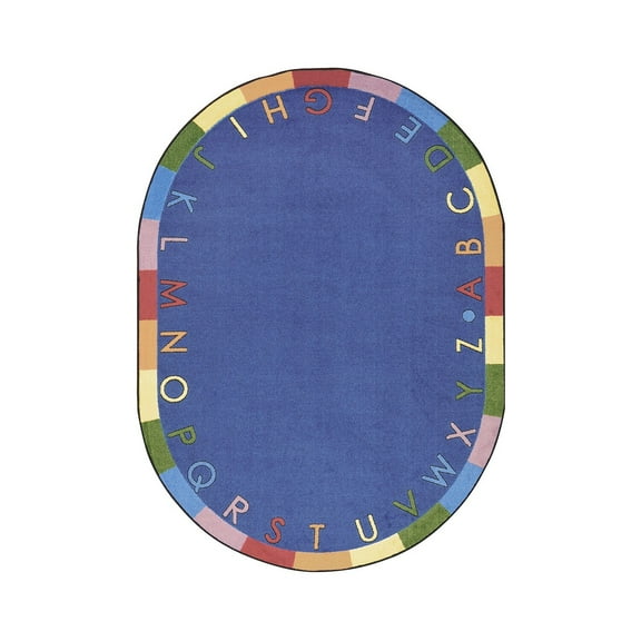 Joy Carpets 1543DD-02 Rainbow Alphabet Soft 7 ft.8 in. x 10 ft.9 in. Oval WearOn Nylon Machine Tufted- Cut Pile Educational Rug