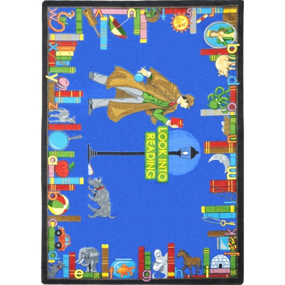 Joy Carpets Kid Essentials Look Into Reading 7'8" x 10'9" Area Rug in Color Multi