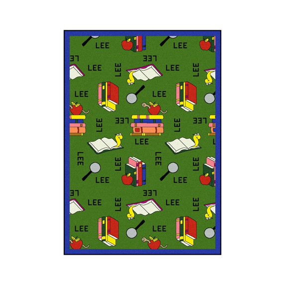 Bookworm (Spanish) 3'10" x 5'4" Area Rug In Color Green